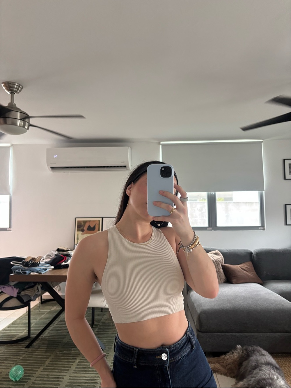Garage Ribbed Crop Tank Top – Cream